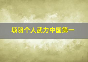 项羽个人武力中国第一