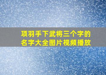 项羽手下武将三个字的名字大全图片视频播放