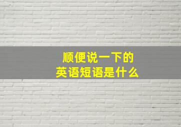 顺便说一下的英语短语是什么