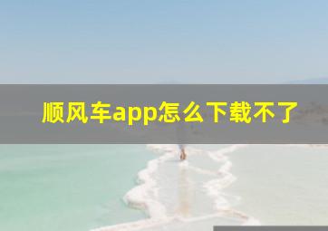 顺风车app怎么下载不了