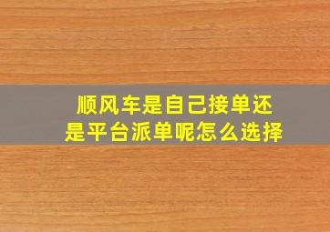 顺风车是自己接单还是平台派单呢怎么选择