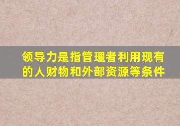 领导力是指管理者利用现有的人财物和外部资源等条件