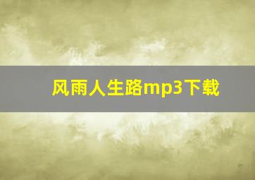 风雨人生路mp3下载