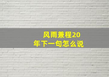 风雨兼程20年下一句怎么说