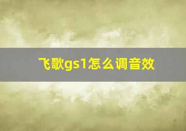 飞歌gs1怎么调音效