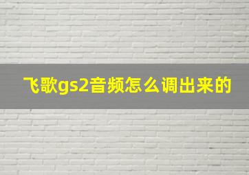 飞歌gs2音频怎么调出来的