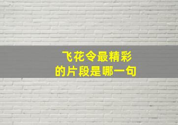 飞花令最精彩的片段是哪一句