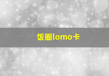 饭圈lomo卡