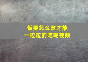 饭要怎么煮才能一粒粒的吃呢视频