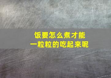 饭要怎么煮才能一粒粒的吃起来呢