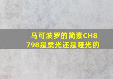 马可波罗的简素CH8798是柔光还是哑光的