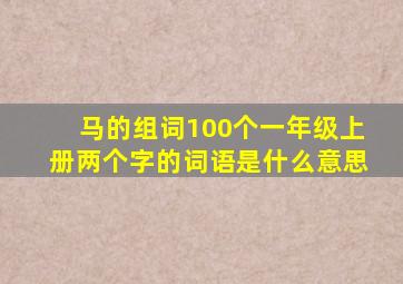 马的组词100个一年级上册两个字的词语是什么意思