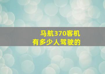 马航370客机有多少人驾驶的