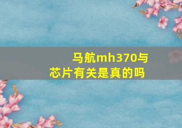 马航mh370与芯片有关是真的吗