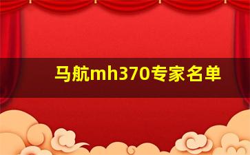 马航mh370专家名单