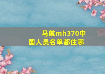 马航mh370中国人员名单都住哪