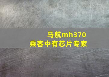 马航mh370乘客中有芯片专家