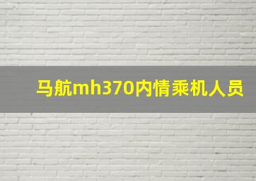 马航mh370内情乘机人员