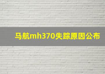 马航mh370失踪原因公布