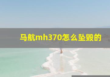 马航mh370怎么坠毁的