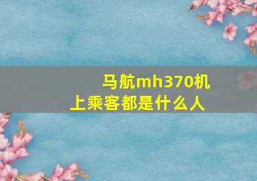 马航mh370机上乘客都是什么人