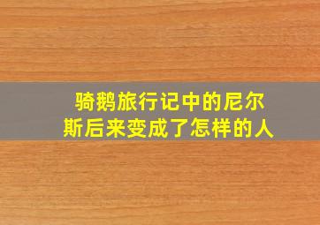 骑鹅旅行记中的尼尔斯后来变成了怎样的人