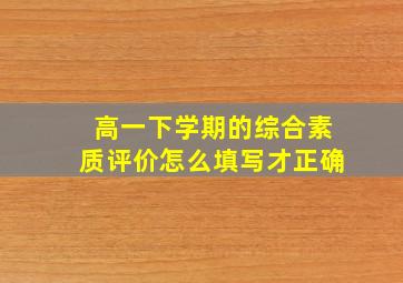 高一下学期的综合素质评价怎么填写才正确