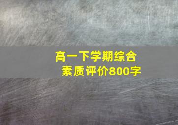 高一下学期综合素质评价800字