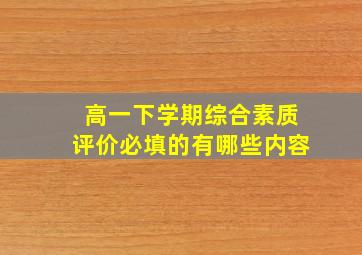 高一下学期综合素质评价必填的有哪些内容