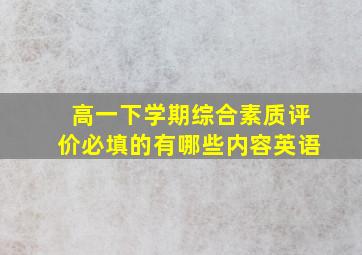 高一下学期综合素质评价必填的有哪些内容英语