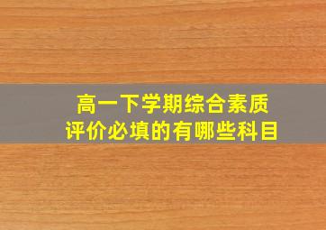 高一下学期综合素质评价必填的有哪些科目