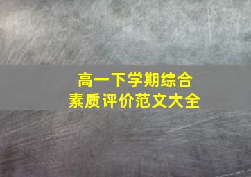 高一下学期综合素质评价范文大全