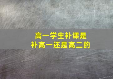 高一学生补课是补高一还是高二的