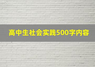 高中生社会实践500字内容