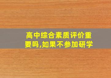 高中综合素质评价重要吗,如果不参加研学