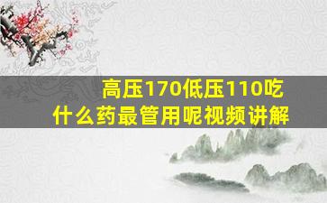 高压170低压110吃什么药最管用呢视频讲解