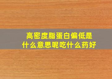 高密度脂蛋白偏低是什么意思呢吃什么药好