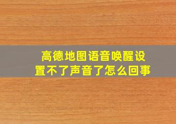 高德地图语音唤醒设置不了声音了怎么回事