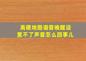 高德地图语音唤醒设置不了声音怎么回事儿