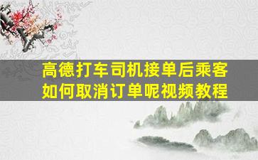 高德打车司机接单后乘客如何取消订单呢视频教程