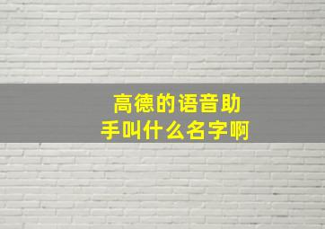 高德的语音助手叫什么名字啊