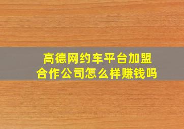 高德网约车平台加盟合作公司怎么样赚钱吗