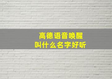 高德语音唤醒叫什么名字好听