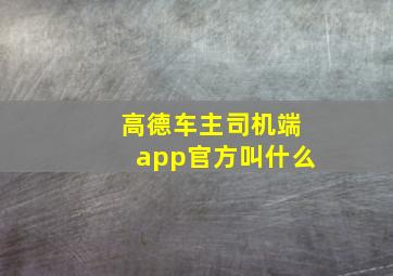 高德车主司机端app官方叫什么