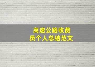 高速公路收费员个人总结范文