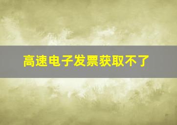 高速电子发票获取不了