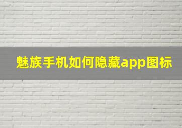 魅族手机如何隐藏app图标