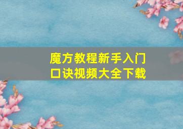 魔方教程新手入门口诀视频大全下载