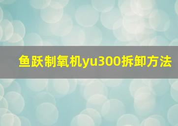 鱼跃制氧机yu300拆卸方法