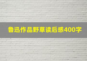 鲁迅作品野草读后感400字